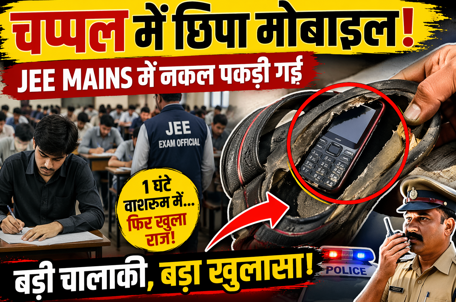 JEE Mains में चप्पल में छिपाकर मोबाइल लाया परीक्षार्थी, नकल करते पकड़ा गया 1 IMG 20260405 092624